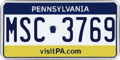 PA license plate MSC3769