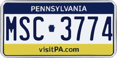 PA license plate MSC3774