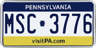 PA license plate MSC3776