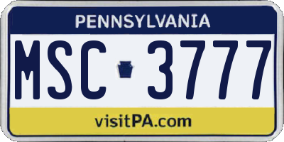 PA license plate MSC3777