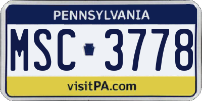 PA license plate MSC3778