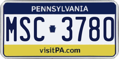 PA license plate MSC3780