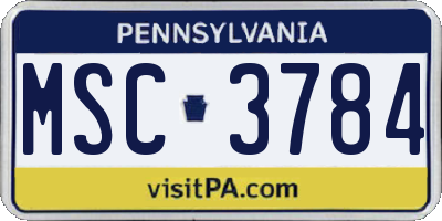 PA license plate MSC3784