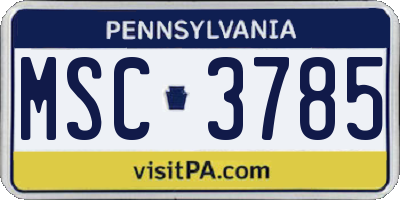 PA license plate MSC3785