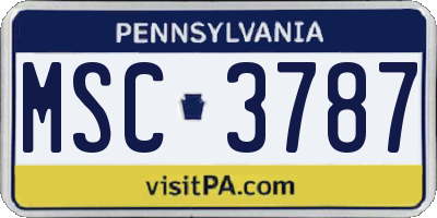 PA license plate MSC3787