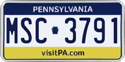 PA license plate MSC3791