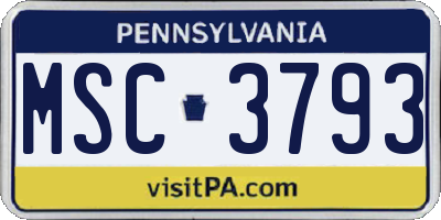 PA license plate MSC3793
