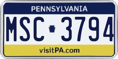 PA license plate MSC3794