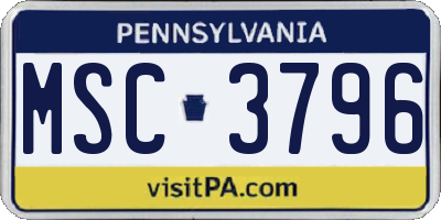 PA license plate MSC3796