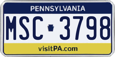 PA license plate MSC3798