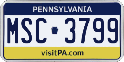 PA license plate MSC3799
