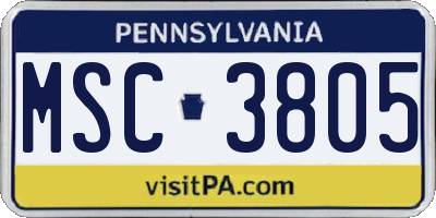 PA license plate MSC3805