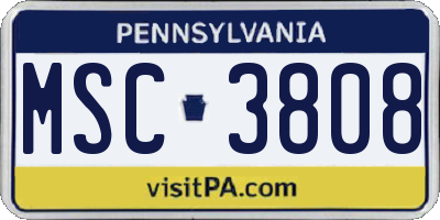 PA license plate MSC3808