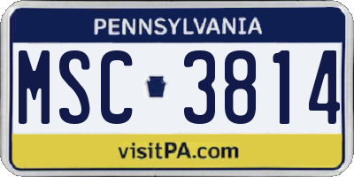 PA license plate MSC3814