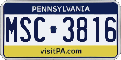 PA license plate MSC3816