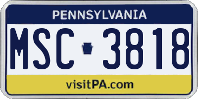 PA license plate MSC3818