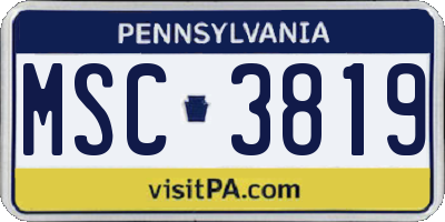 PA license plate MSC3819