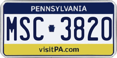 PA license plate MSC3820