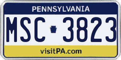 PA license plate MSC3823