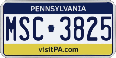 PA license plate MSC3825