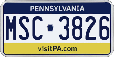PA license plate MSC3826