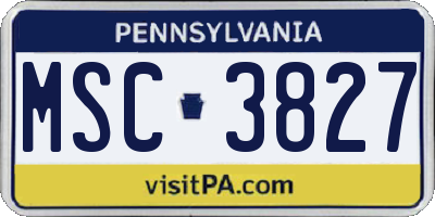 PA license plate MSC3827