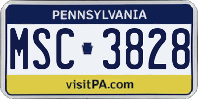 PA license plate MSC3828