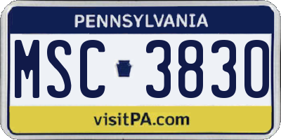 PA license plate MSC3830