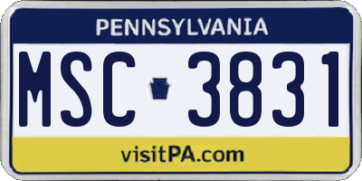 PA license plate MSC3831