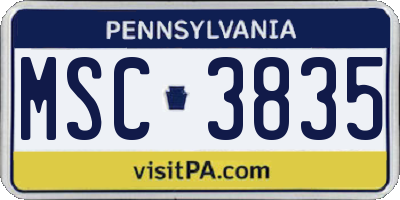 PA license plate MSC3835