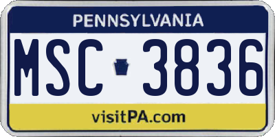 PA license plate MSC3836