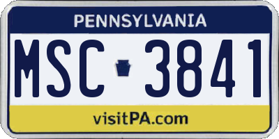 PA license plate MSC3841