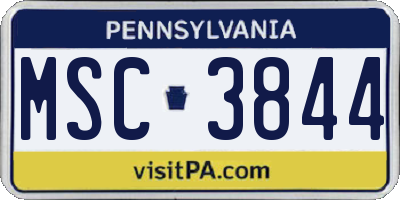 PA license plate MSC3844