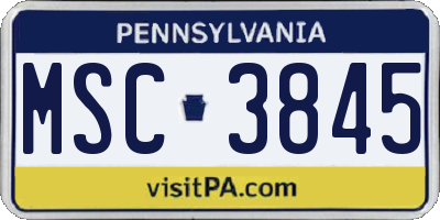 PA license plate MSC3845
