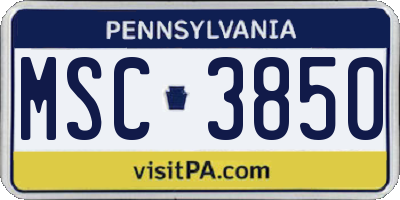 PA license plate MSC3850