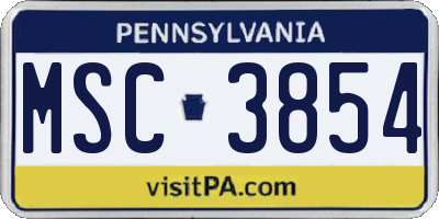 PA license plate MSC3854