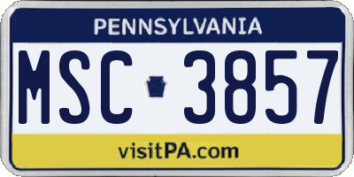 PA license plate MSC3857