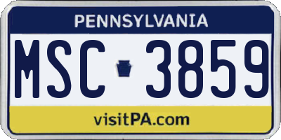 PA license plate MSC3859