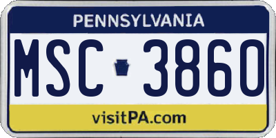 PA license plate MSC3860