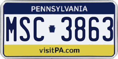 PA license plate MSC3863