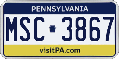 PA license plate MSC3867