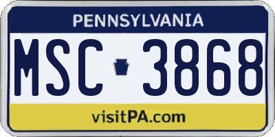 PA license plate MSC3868