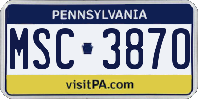 PA license plate MSC3870