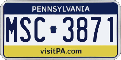 PA license plate MSC3871