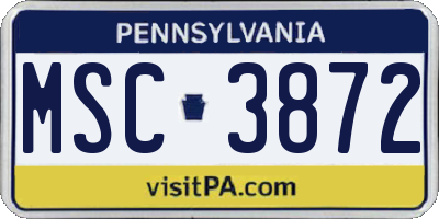 PA license plate MSC3872