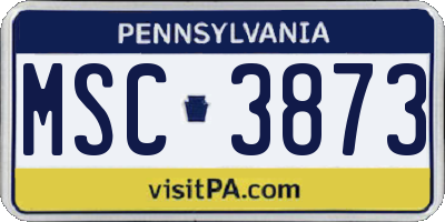 PA license plate MSC3873