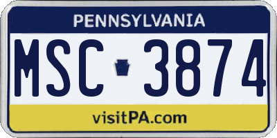 PA license plate MSC3874
