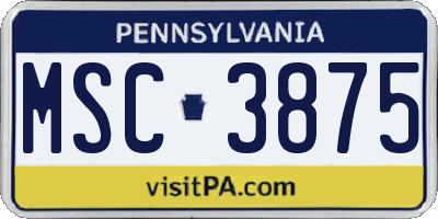 PA license plate MSC3875