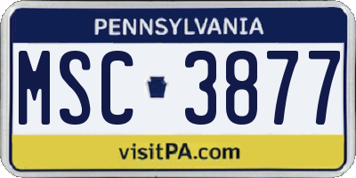 PA license plate MSC3877