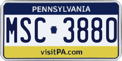 PA license plate MSC3880